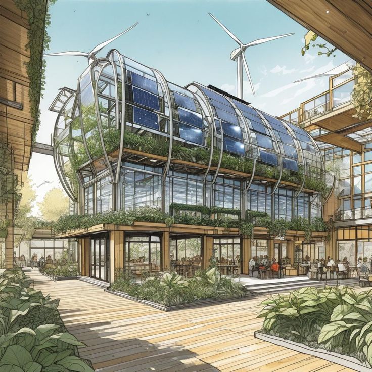 future solarpunk bio architecture sketch design